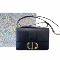 展示品 九五新 DIOR迪奧經典Montaigne蒙田包(黑色/金扣/小牛皮)