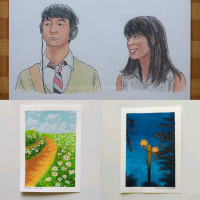 Lukisan Pemandangan dan Karakter Tom-Summer (500) Days of Summer oleh Ilham - Gambar Berukuran A6 da