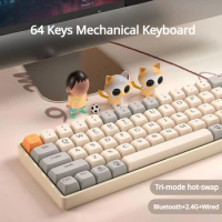 MIFUNY 65 Key Three Mode Wired Mechanical Keyboard Hot Plug RGB Bluetooth Wireless Keyboard Win/Mac/iPad Office Game Keyboard