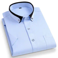 Men's Short Sleeve White Shirt for Formal Business Smart Casual Non-ironing Mens Dress Shirt Summer Plus Size 8XL 7XL 6XL 5XL