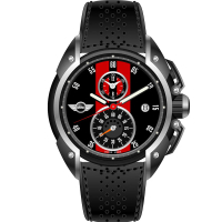 【MINI Swiss Watches】英倫風範運動計時腕錶-黑x紅(MINI-11)