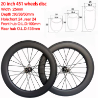 20 Inch Wheel Bmx 451Kid Carbon Wheels 20Inch Folding Bike Disc Wheelset Width 25mm Depth 30mm 38mm 50mm Front 100 Rear 135