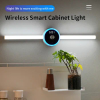 Smart Cabinet Kitchen Mirror Lights For Closet Aisle Reading Desk Sweep Switch Lamp Hand Sweep Timing Sensor Intelligent Clock