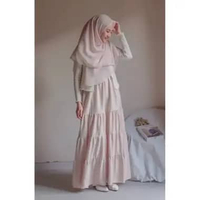 ROK SUSUN MAXI SKIRT//ROK PREMIUM //ROK WANITA TERBARU CREAM