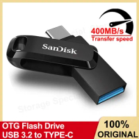 SanDisk Ultra Dual Drive Go OTG Flash Drive USB3.2 to Type-C Pendrive 64GB 128GB 256GB 512GB USB Stick for Smartphone Laptop