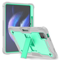 適用小米pad6pro平板保護套帶支架矽膠防摔保護殼氣囊外殼全包邊 薄荷綠+灰 Xiaomi pad6 6 pro 11 inch
