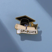 Graduation Enamel Pins Students Bachelor Cap Brooches Lapel Backpack Badges Best Wishes Jewelry Gift for Kids Friends Wholesale