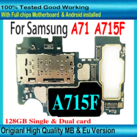 128GB Unlocked For Samsung Galaxy A71 A715F Motherboard SM-A715F Logic Board With Android System EU Version Plate