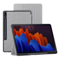Tablet Case for Samsung Galaxy Tab S7 Slim Flip Cover Soft Protective Shell With Pencil Holder for Galaxy Tab S7 Plus S7+