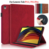 Tablet Cover For Lenovo Tab P11 TB-J606F Case Coque Embossed Tree Flip Wallet Cover For Funda Lenovo Tab P11 Pro Case TB-J706F