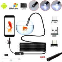 Industrial Endoscope HD Electric Digital Borescope Camera IP67 Waterproof Portable Inspection Camera with 6 Dimmable LED Light