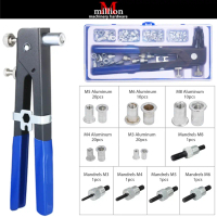 Stock Available 86pcs/Set M3-M8 Blind Rivet Threaded Insert Hand Riveting Kit M3-M8 Riveter Nuts Na