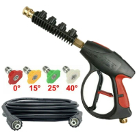 4000psi High Pressure Cleaning Water Gun &amp; Five Color Nozzle &amp; High Pressure Washer Water Pipe Set