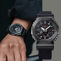 【CASIO 卡西歐】G-SHOCK 八角 布質錶帶雙顯手錶 畢業禮物(GM-2100CB-1A)