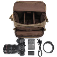 Canvas Camera Bag DSLR Messenger Case Vintage SLR Cover For Nikon D7500 D3500 D5600 D780 D850 P900s P950 Canon 5D4 6D2 90D 750D