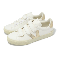 Veja 休閒鞋 Recife Logo Leather 男鞋 米白 金 魔鬼氈 經典 小白鞋 RC0502762B