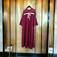 Gratias Gamis Muslimah Branded Premium Maroon Belt XXL Cantik Formal Panjang Dress Gaun Wanita Mewah