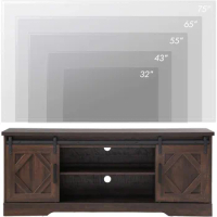 Farmhouse TV Stand Modern Sliding Barn Door Entertainment Center for TVs Up to 65 inch, Wood TV Media Console Table Cabinet