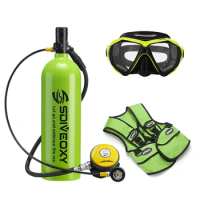 2L Scuba Diving Equipment/gear Mini Tank Mask/Adapter Cylinder Oxygen Bottle Underwater Snorkeling A Set
