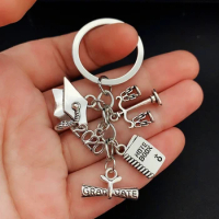 New personality fashion Dropshipping Metal Graduation Cap Diploma Keychain Accessories School Jewelry Gift for Students