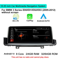 10.25 Inch Android 13.0 Car Radio Player Stereo Multimedia GPS Navigation Carplay For BMW 3 Series E90 E91 E92 E93 2005 - 2012