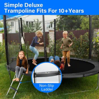 Simple Deluxe Recreational Trampoline with Enclosure Net 12FT Wind Stakes- Outdoor Trampoline for Kids and Adults Family Happy T