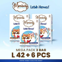 [3 PACK] MOMBABY Lebih Hemat Baby Diapers All Size | S54+6/M50+6/L42+6/XL36+6/XXL32+6 | Mega Pack Pa