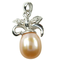 【小樂珠寶】粉嫩925純銀花款天然淡水珍珠養珠項鍊(創造氣質滿分)