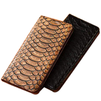 Python Grain Natural Leather Magnetic Phone Cover Card Holder For Sony Xperia 5 II/Xperia 1 II/Xperia 10 II Phone Holster Cases