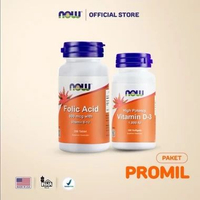 NOW | PAKET PROMIL (FOLIC ACID 800mcg with B12 & VIT D-3 1000IU 180 SGEL) | PROMO BUNDLE LEBIH HEMAT