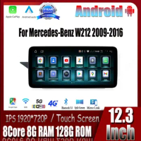 12.3 Inch Android 14 For Benz W212 2009-2016 Stereo Radio Car Multimedia Player Carplay GPS Navigation 4G Lte WIFI Auto Monitors