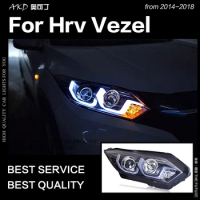Car Front Headlights For Honda HRV Vezel 2015-2018 Head Lights Style Replacement DRL Daytime lights Upgrade Auto Accessories