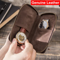 2 Slots Genuine Leather Watch Storage Box for Daniel Wellington Retro Matte Display Case Collection Organiser Holder Zipper Bag