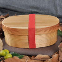 Hộp đựng cơm/đồ ăn gỗ 1 tầng dùng cho bữa trưa, sushi, sandwich, đồ ăn vặt và món khai vị