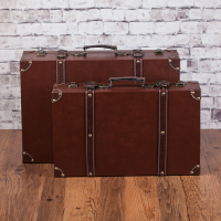 英倫歐式復古手提箱整理儲物木箱子收納櫥窗陳列攝影道具木質皮箱