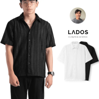Áo sơ mi cuban shirt nam dệt lưới kiểu trẻ trung LADOS-18148 thấm hút tốt, form Hàn thời trang, mặc