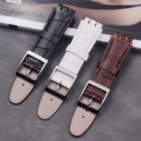 Men's leather strap accessories 17mm19mm for swatch strap ladies casual leather waterproof sports strap