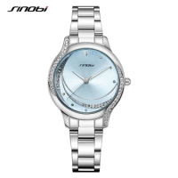 SINOBI New Arrival Fashion Woman Watches Original Design Diamond Women's Quartz Wristwatches Stainless Ladies Clock Reloj Mujer