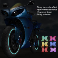 16PCS/SET Motorcycle Wheel Rim Reflective Stickers Moto Dirt Bike Motorbike Tire Rim Tape Strip Decals Motorcycle Accessories