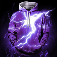 2025 เสื้อฮู้ดลายสายฟ้า 3D พิมพ์ใหม่สำหรับผู้ชาย เสื้อฮู้ดโอเวอร์ไซส์สบายๆ แฟชั่นสตรีทแวร์ Y2k เสื้อ