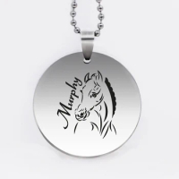 Ufine jewelry Murphy Horse of My Dreams pendant army card round disc stainless steel customed necklace N4516