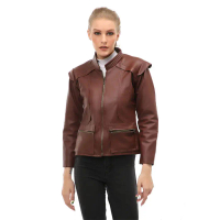 Hamlin Glenice Jacket Kulit Casual Wanita Zipper Pocket Material Leather ORIGINAL - Brown