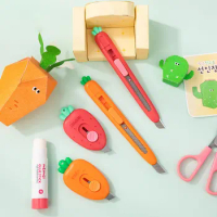 Student Utility Knife for Paper Cutters Automatic Retractable Mini Letter Carrot Strawberry Letter Opener Art Tool Kits