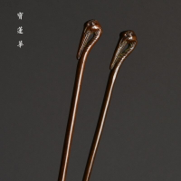 仙鶴銅雕火箸炭筷 茶點筷子 實心全銅筷爐火用具火鉗炭爐工具香筷