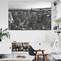 北歐黑白ins掛毯布臥室裝飾布攝影背景布曼哈頓城市150*200m 名創家居館