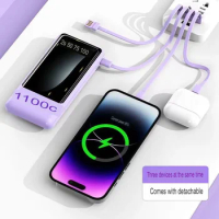 Self equipped power bank 2024 new high-power mobile fast charging power supply suitable for Apple, Huawei, Xiaomi phones