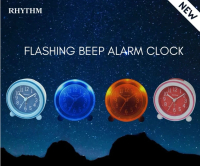 RHYTHM 時尚鬧鐘 掃秒靜音兒童鬧鐘 座抬夜光 大字 (CRE308NR01) Ice Blue