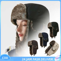 Topi Bulu Winter Topi Ushanka Topi Rusia Musim Dingin Topi Hangat Wanita Topi Pilot Bulu Tebal denga