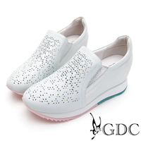 GDC-真皮雕花簍空馬卡龍色系厚底休閒鞋-淺藍色