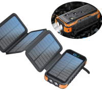 43800mAh Folding Solar Power Bank Built in Cable PD 20W Fast Charger for iPhone 14 Samsung Huawei Xiaomi Mi Powerbank with Light